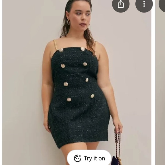 NWT! Cider Tweed Glitter Button Mini Dress. - Picture 1 of 10